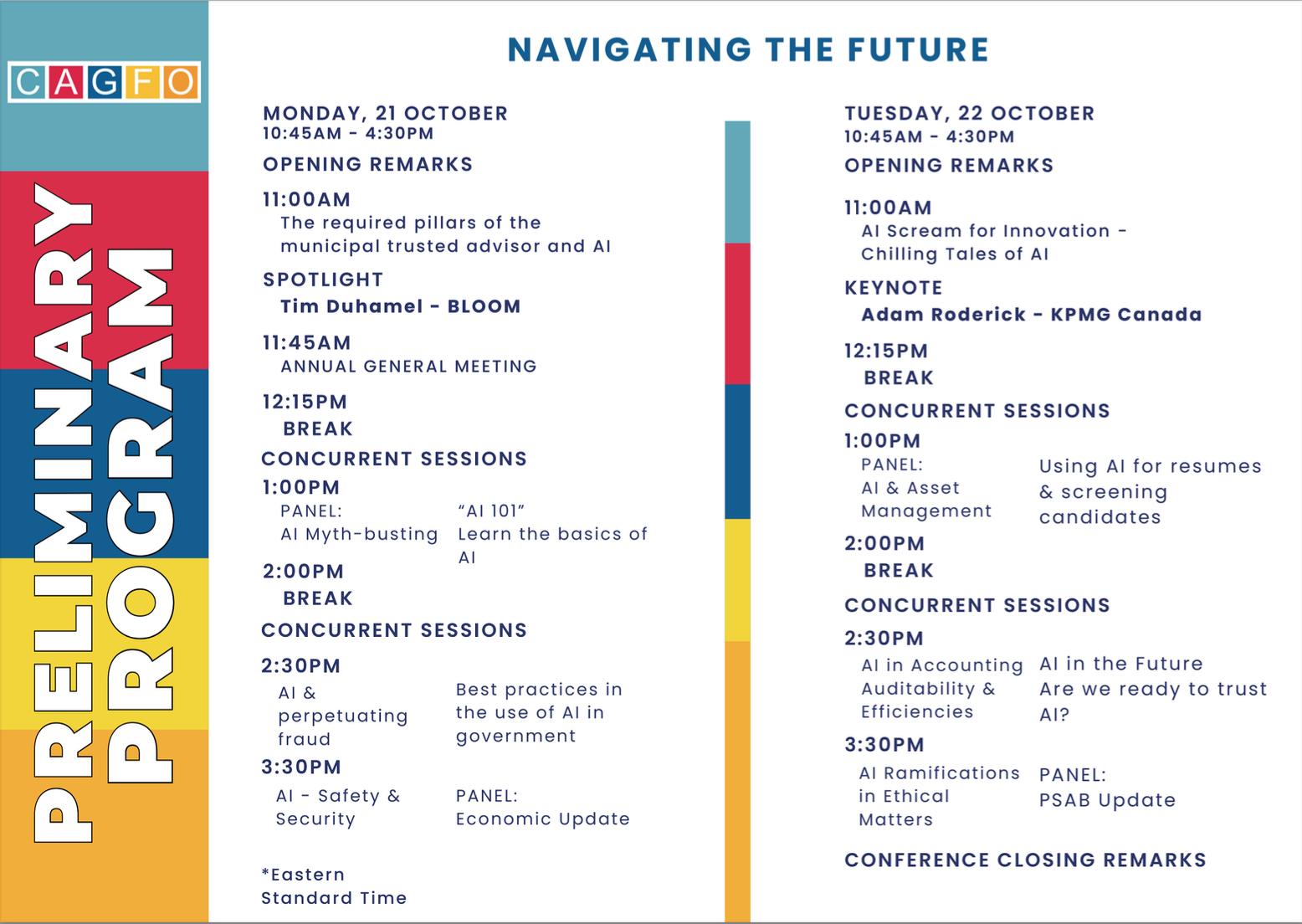 Image of 2024 CAGFO Program for National Symposium Navigating Our Future Oct 21-22 2024<br />
program updated on June 14 2024<br />
